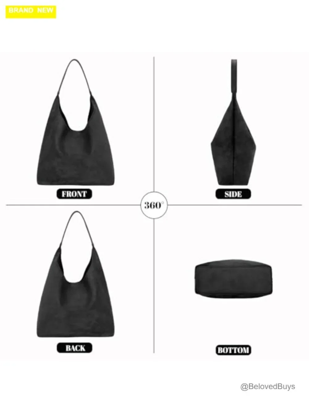 Faux Suede Hobo Bag with Magnetic Clasp Large Capacity Shoulder Tote